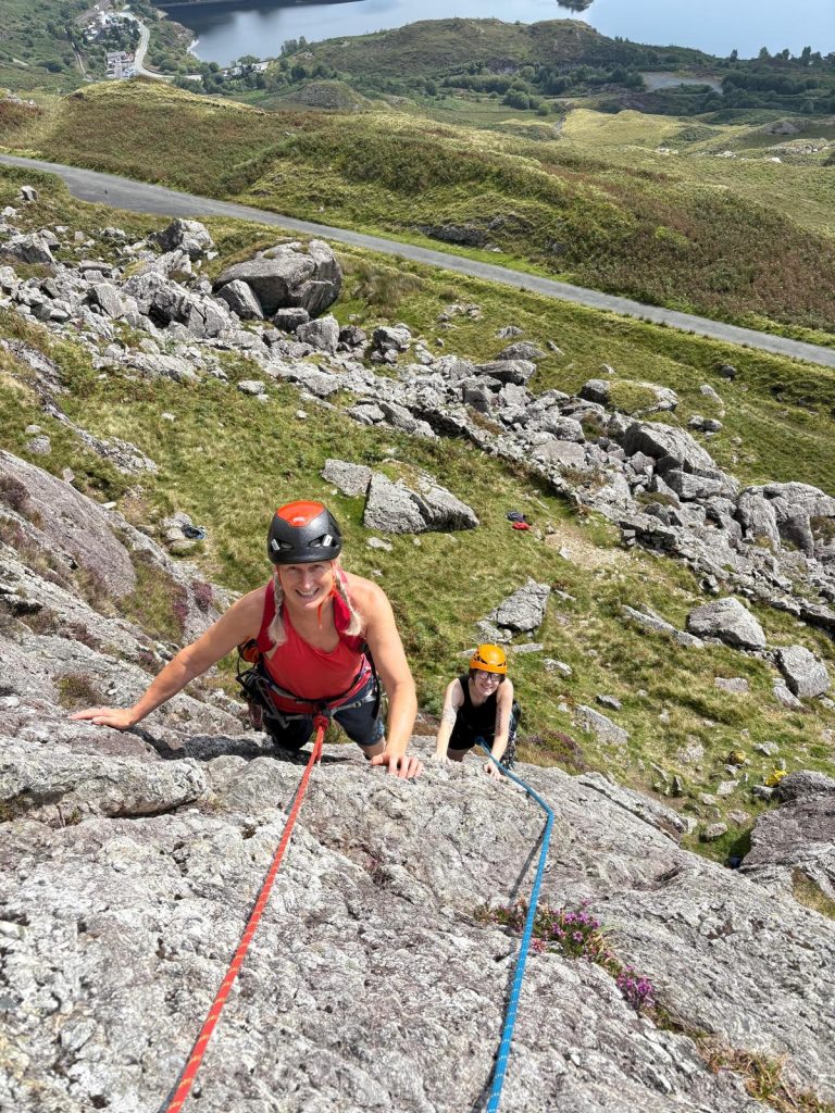 female rock climbers in north wales
