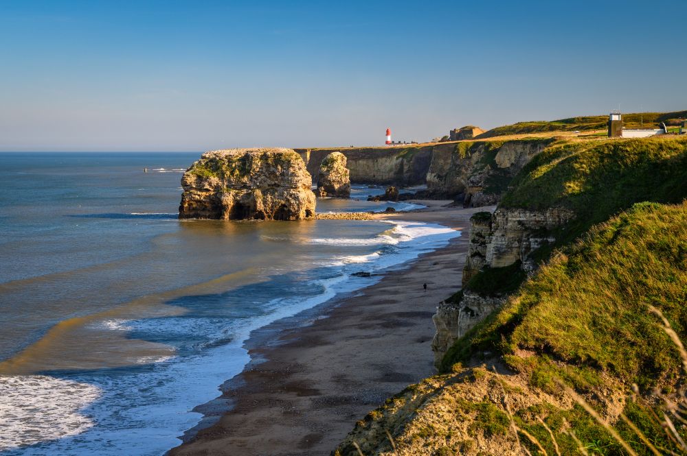 Souter Lighthouse  and coast path cliffs