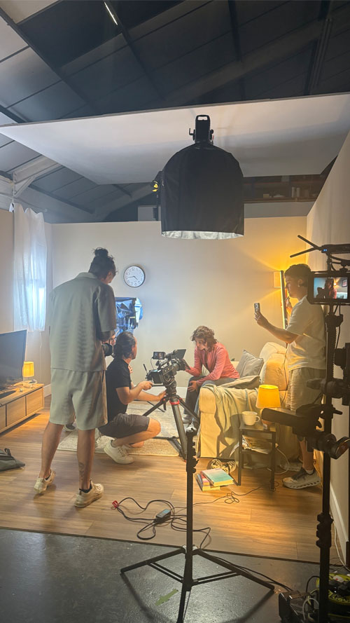 Filming in a studio