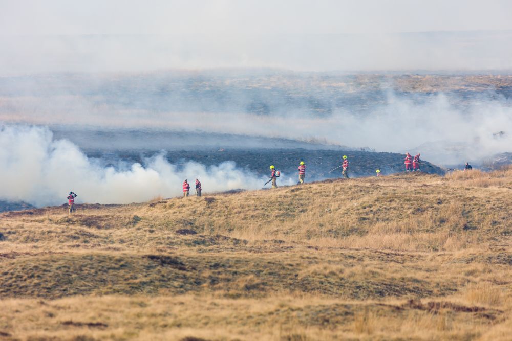 firefighters at work on uk wildfires