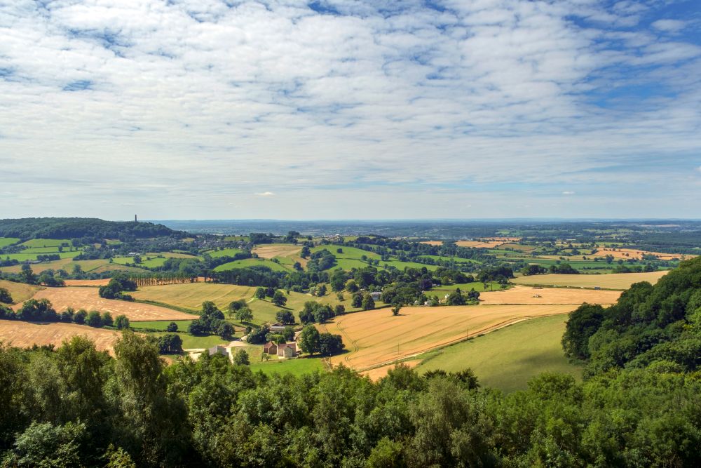 Looking towards the Tynedale Momument from a viewpoint on Stinchcombe Hill