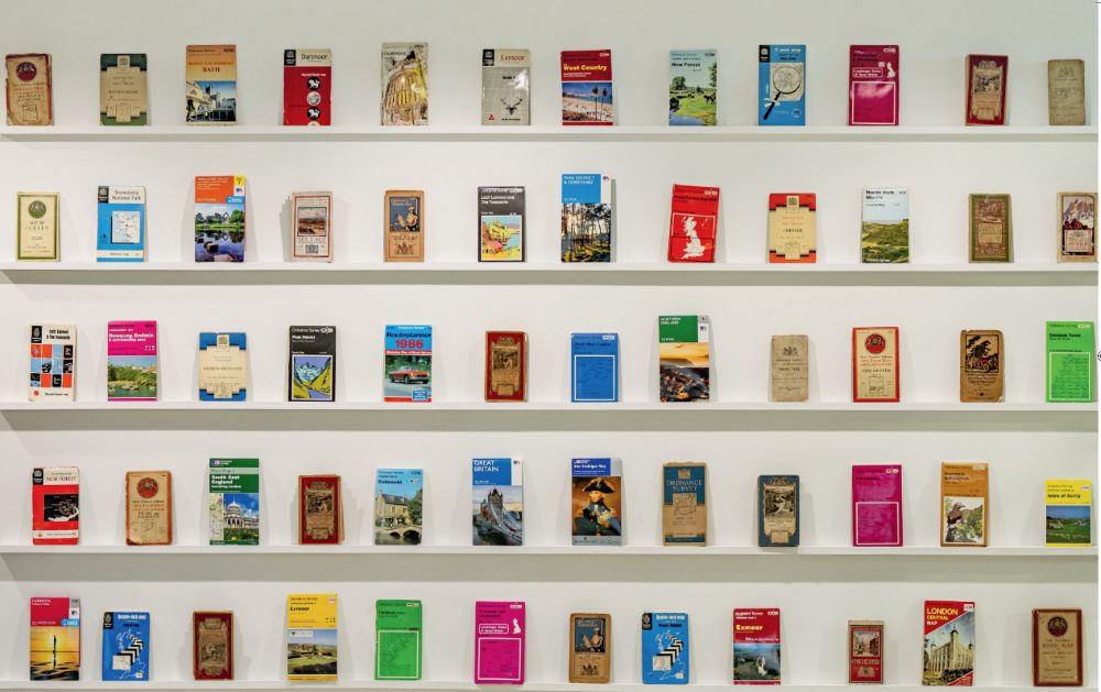 os maps over the years on a shelf at HQ in Southampton