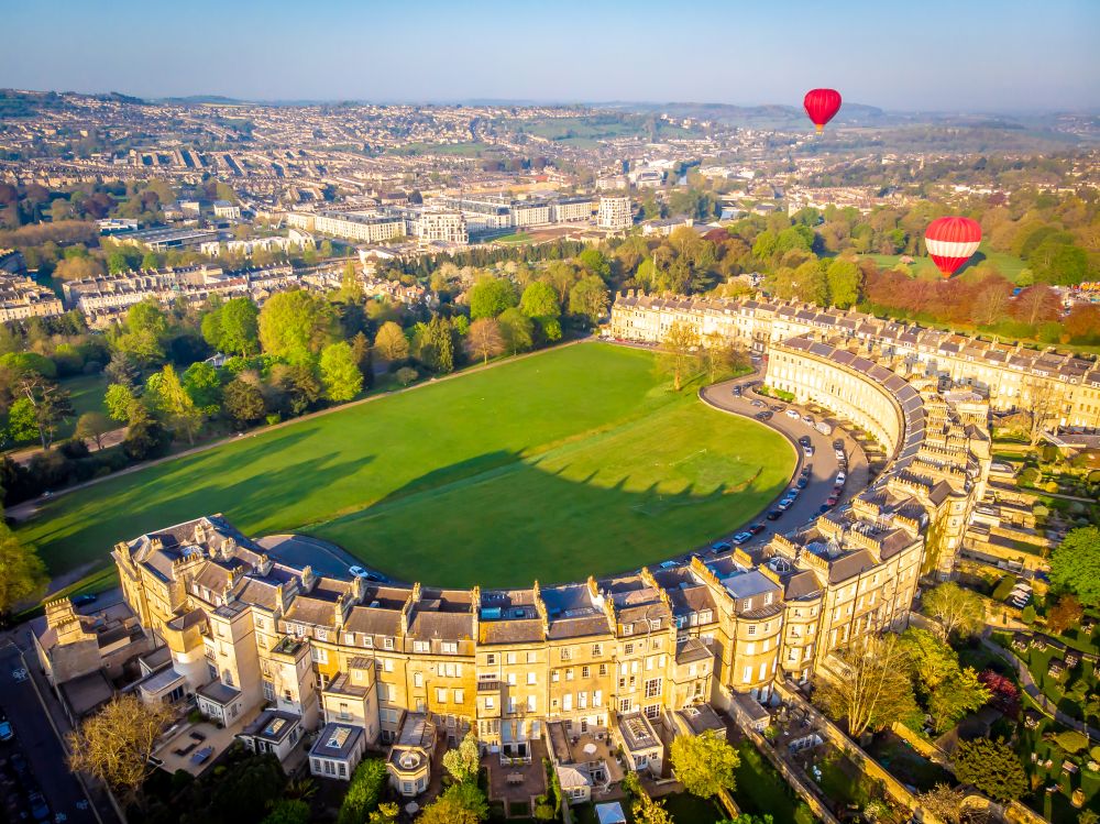 View of Royal crescent house in Bath