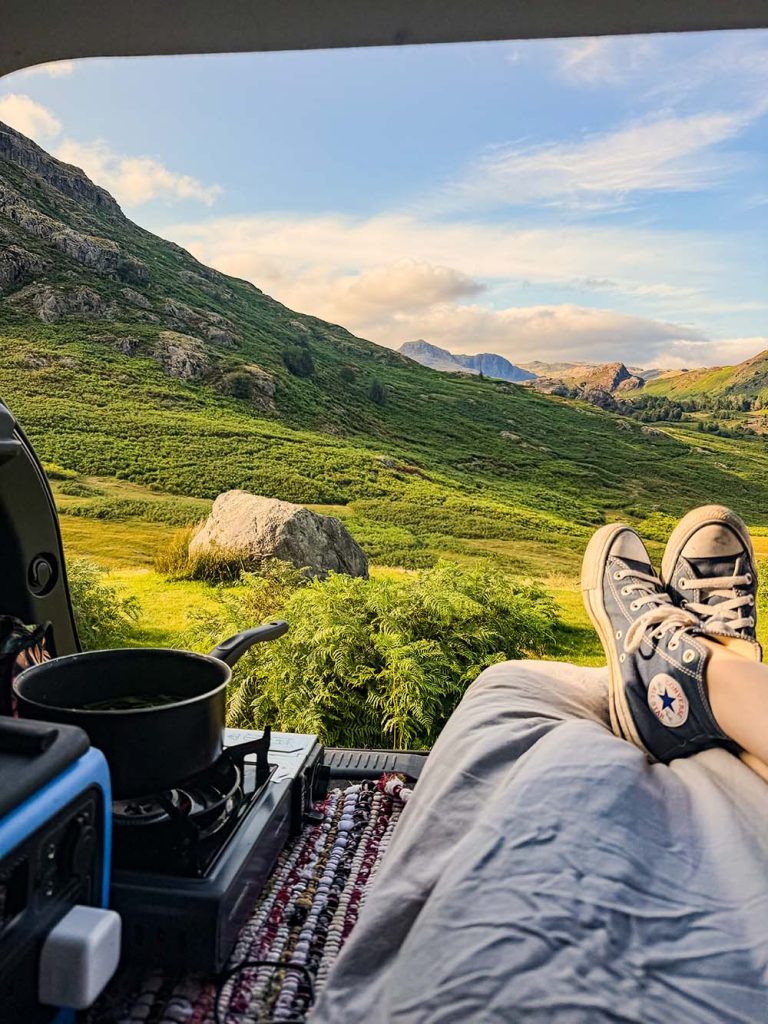 view from boot of car