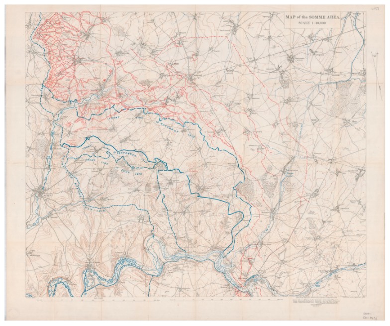 Map of the Somme area. Sheet 2 – Brussels – Liège. Scale: 1:40000. Published: December 1916.