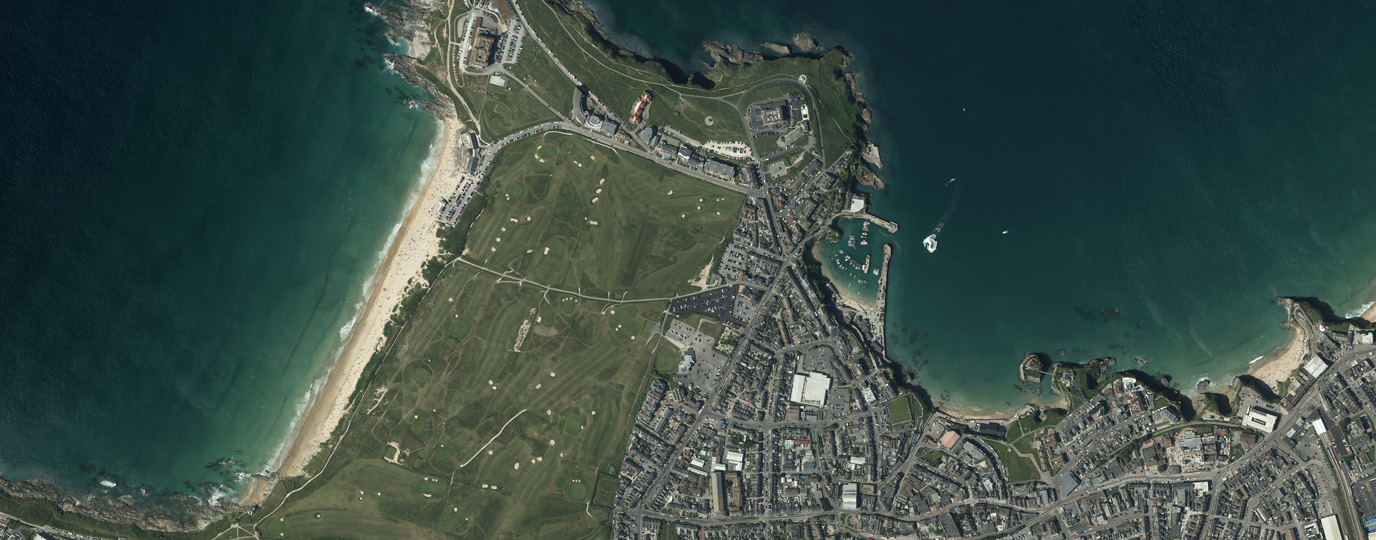 Aerial photography wallpaper of Newquay and Fistral Beach