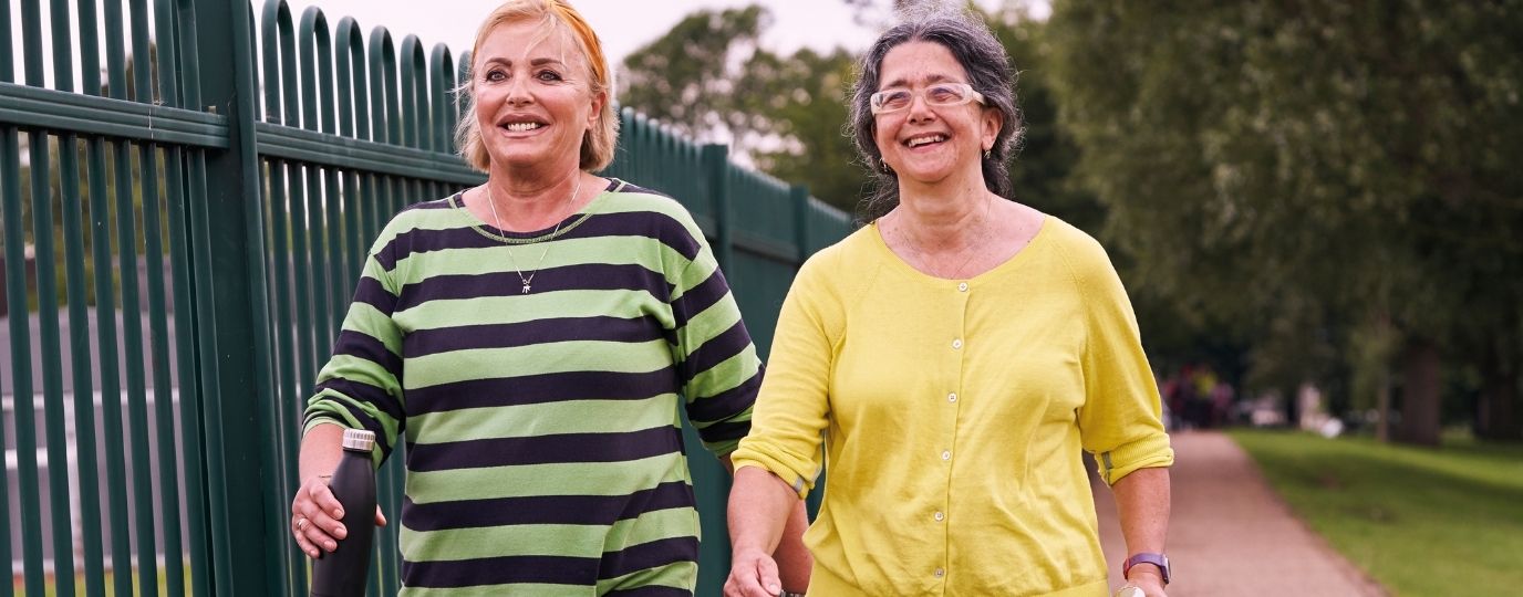 two women walking for fitness