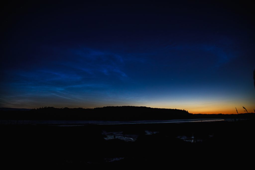 A colourful night sky above Pembrokeshire