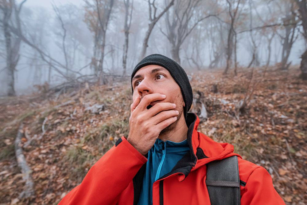 scared hiker