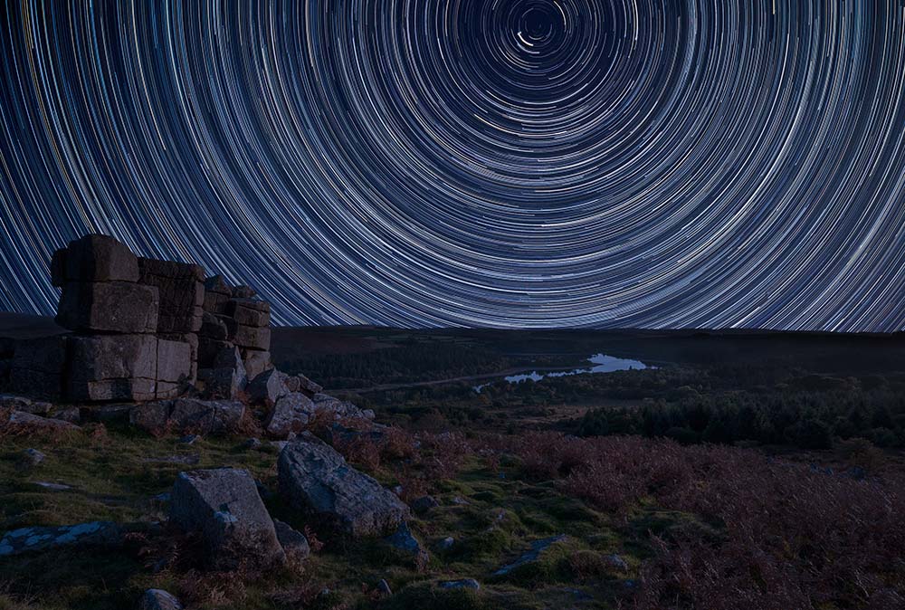 Star trails above Dartmoor