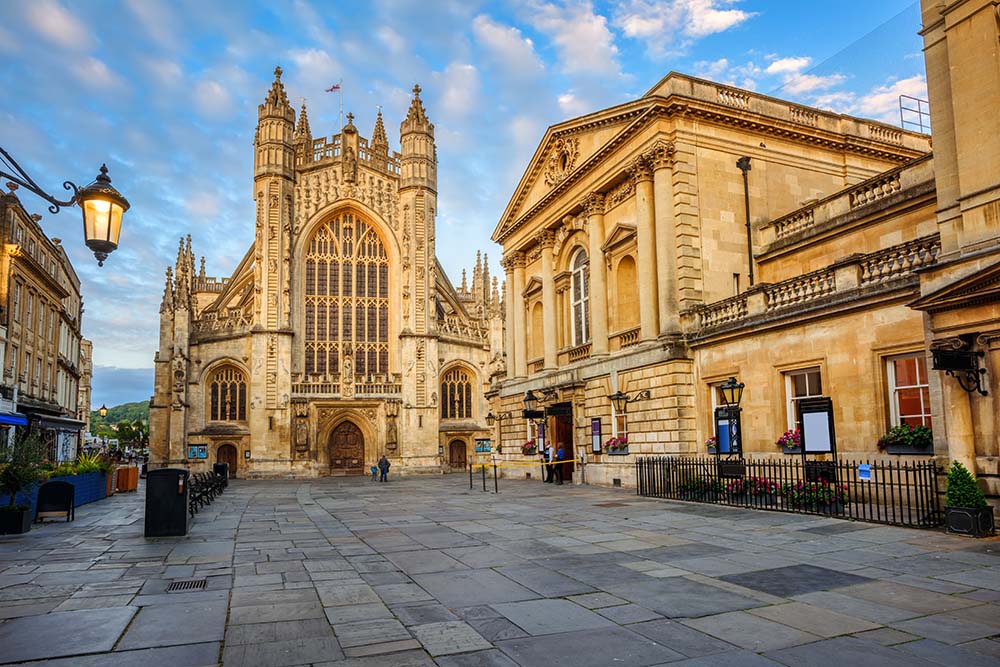 Bath Abbey and the famous Roman Baths