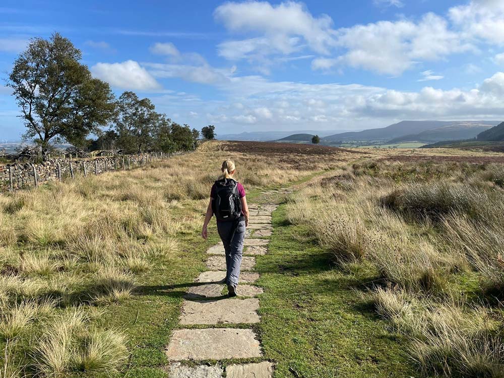 Sarah making the most of the paved path