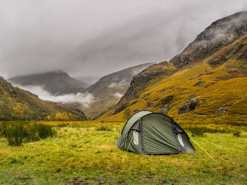 wet tent in scottish highlands